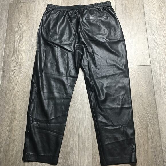 HUGO BOSS Womens Faux Leather Elastic Waist Motorcycle Ankle Pants Black US 10 - Picture 4 of 10